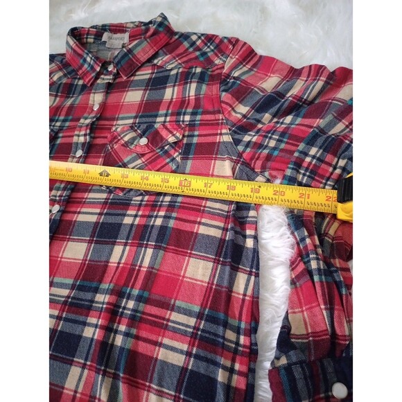Passport Flannel Shirt Womens Medium Pearl Snap Long Sleeve Collared Casual - Picture 5 of 7